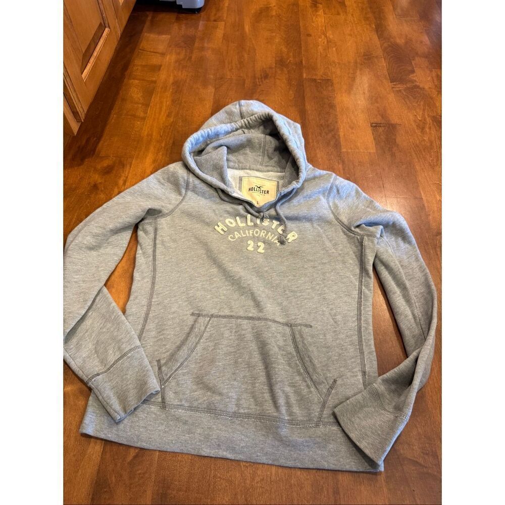 Hollister California Hoodie Womens Large Gray Pullover Logo Y2K Casual Sweatshir